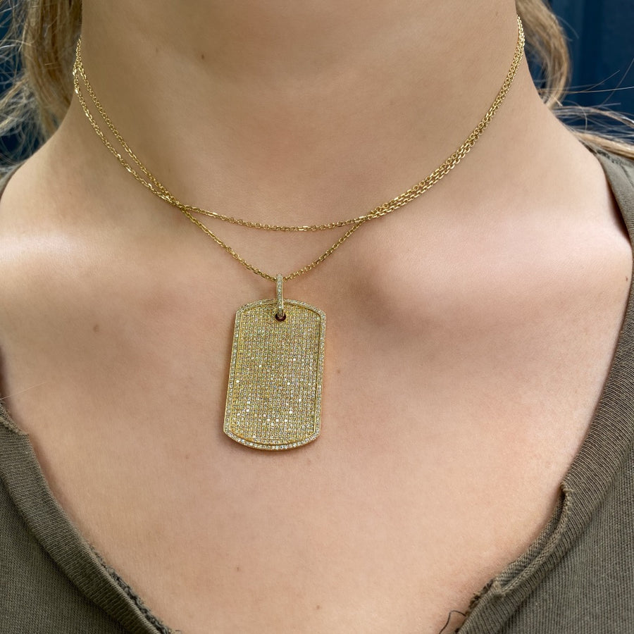 diamond dog tag necklace gold