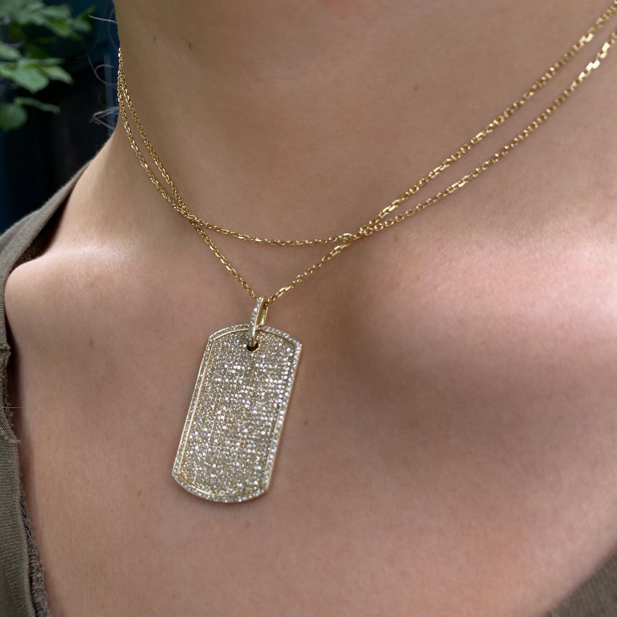 gold diamond dog tags