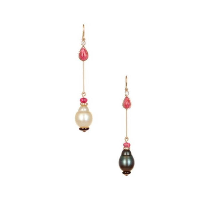 Edison White Pearls & Coral Drop Earrings, Red Enamel & Gold Plated Fl –  Loulia Pearl Jewelry