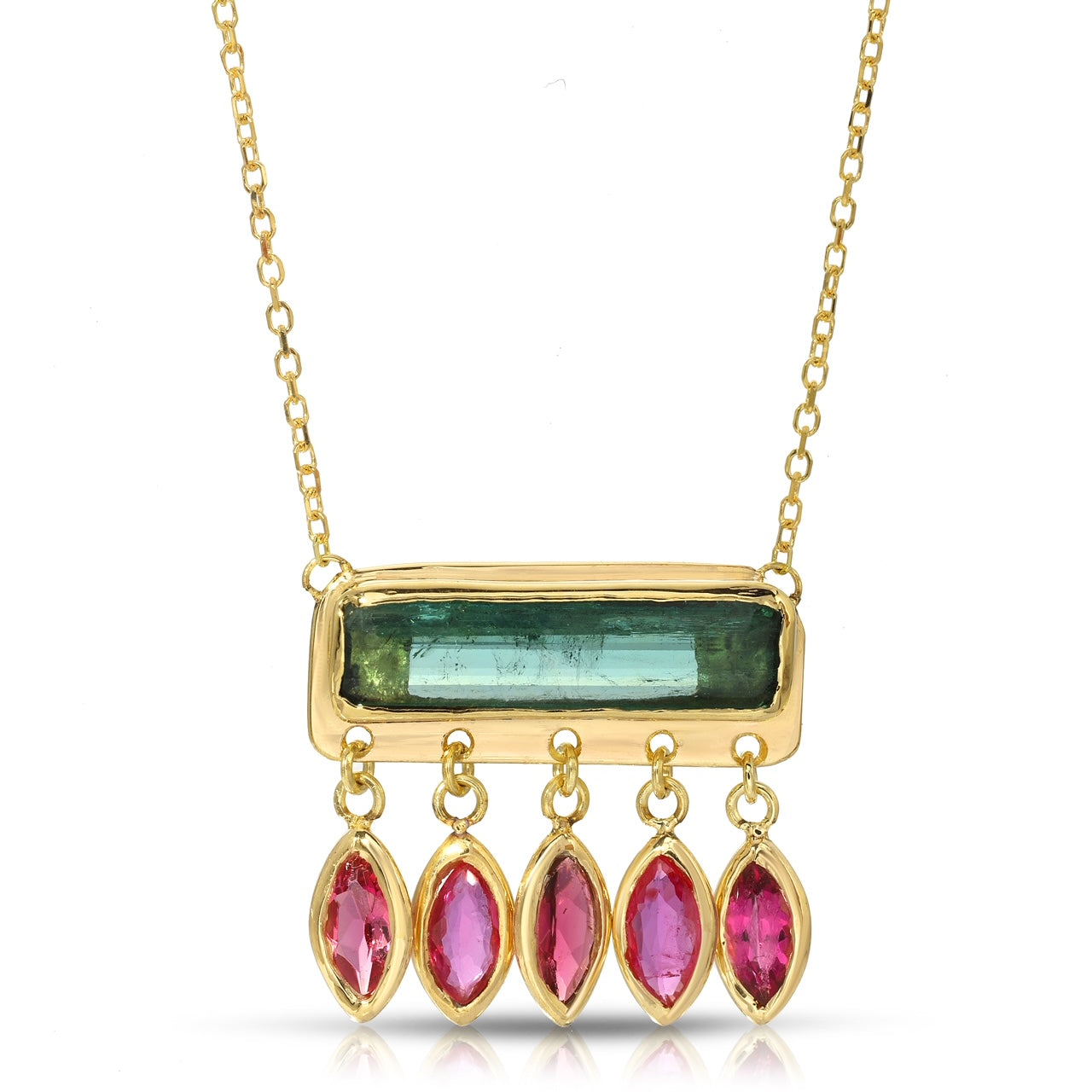 Lumen Necklace in Blue Tourmaline and Rubies