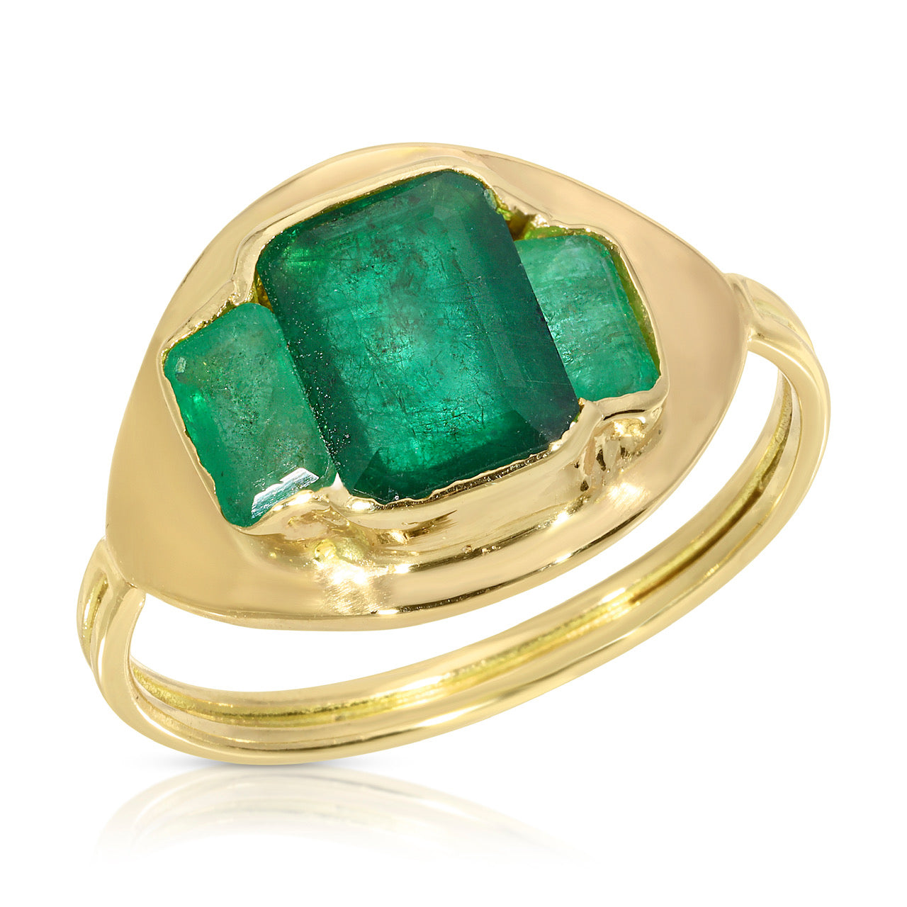 Emerald Light Ring with Double Band