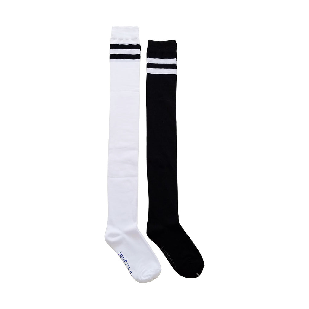 Extra Long Double Striped Thigh High Socks in Black – LunaCatz
