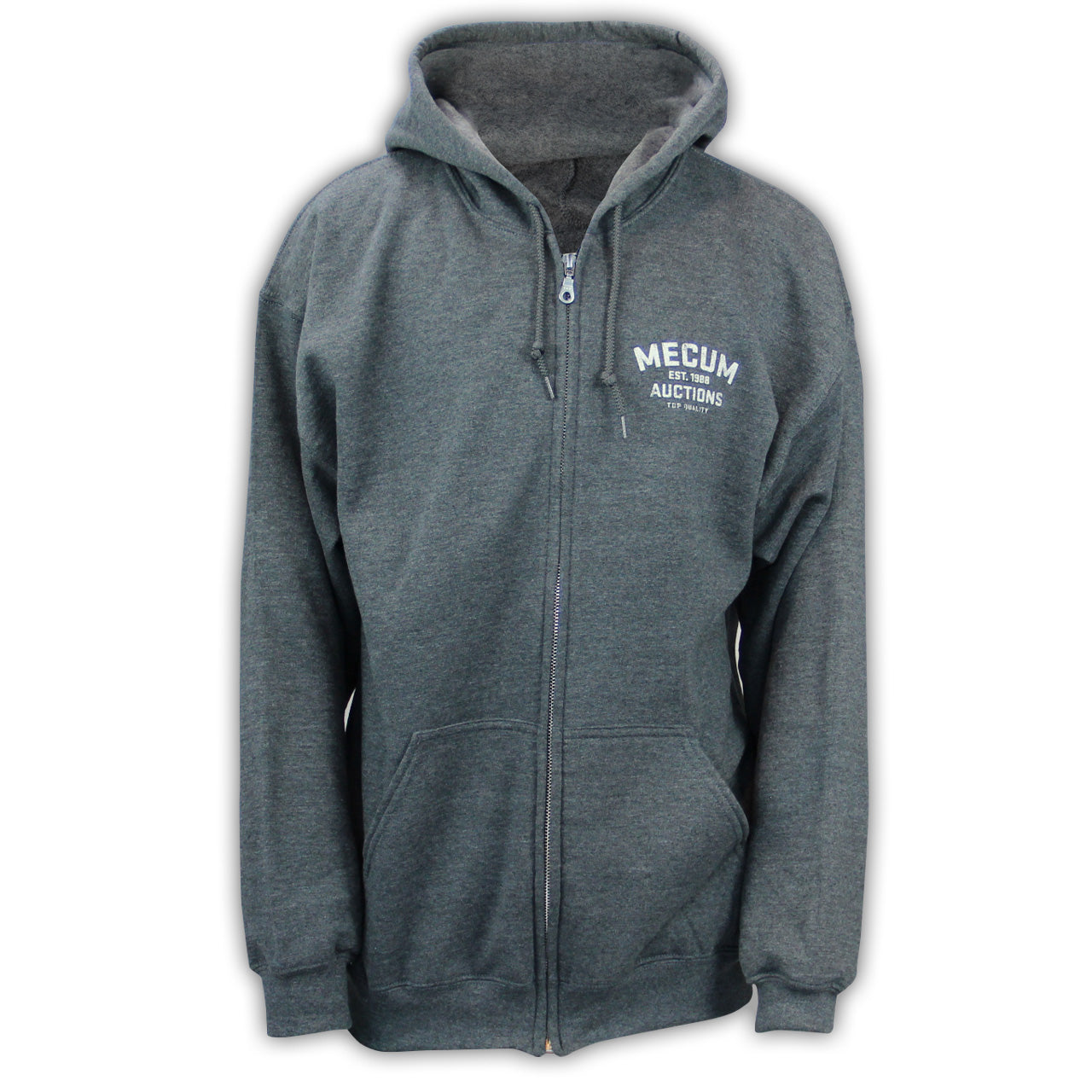 Download 2020 Mecum Men's Heather Grey Full Zip Hooded Sweatshirt