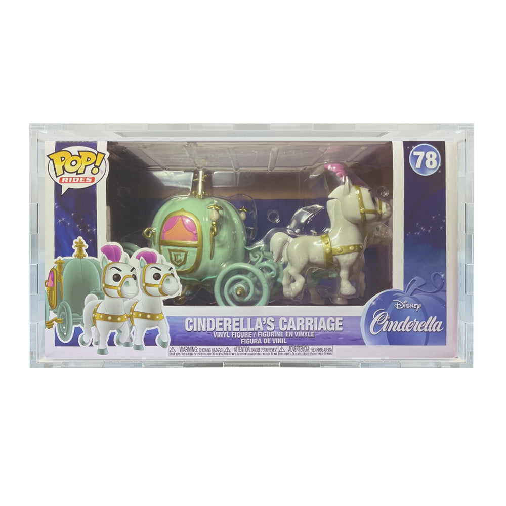 Custom Acrylic Hard Case for POP RIDES CINDERELLAS CARRIAGE #78 Funko Pop Grail Boxes (4.5mm thick) Fits 7h x 13.25w x 7.2d