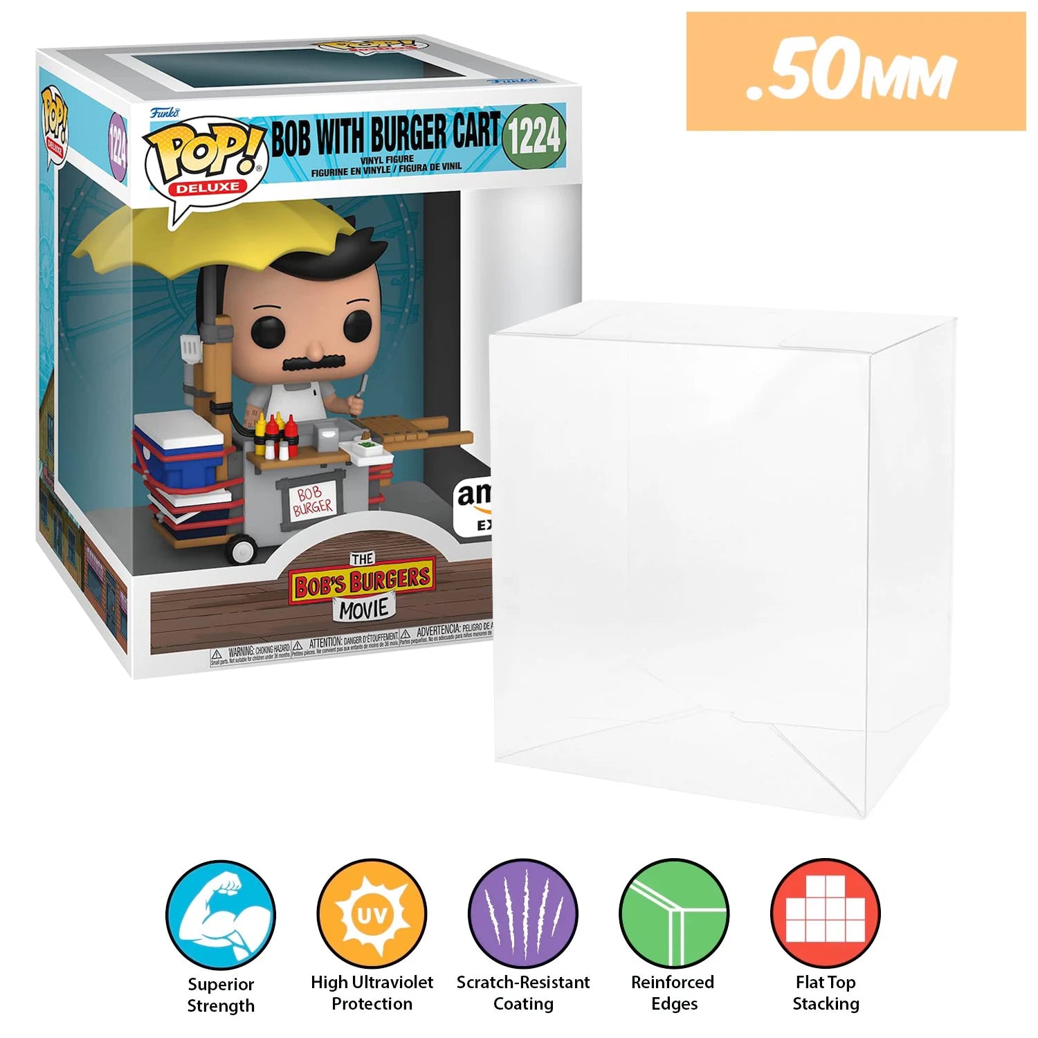 Funko POP! Deluxe Bob with Burger Cart Pop Protector Size