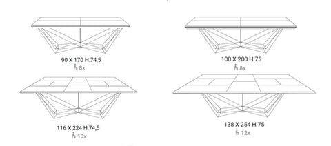 Ozzio Fil8 table dimensions