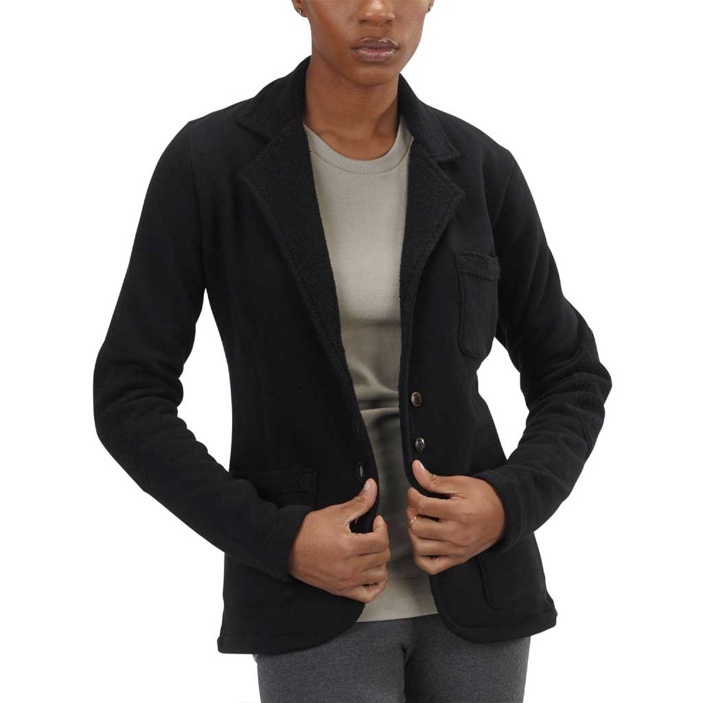 Quince Black Organic Cotton Knit Blazer Jacket Long Sleeve sz M Medium NWT