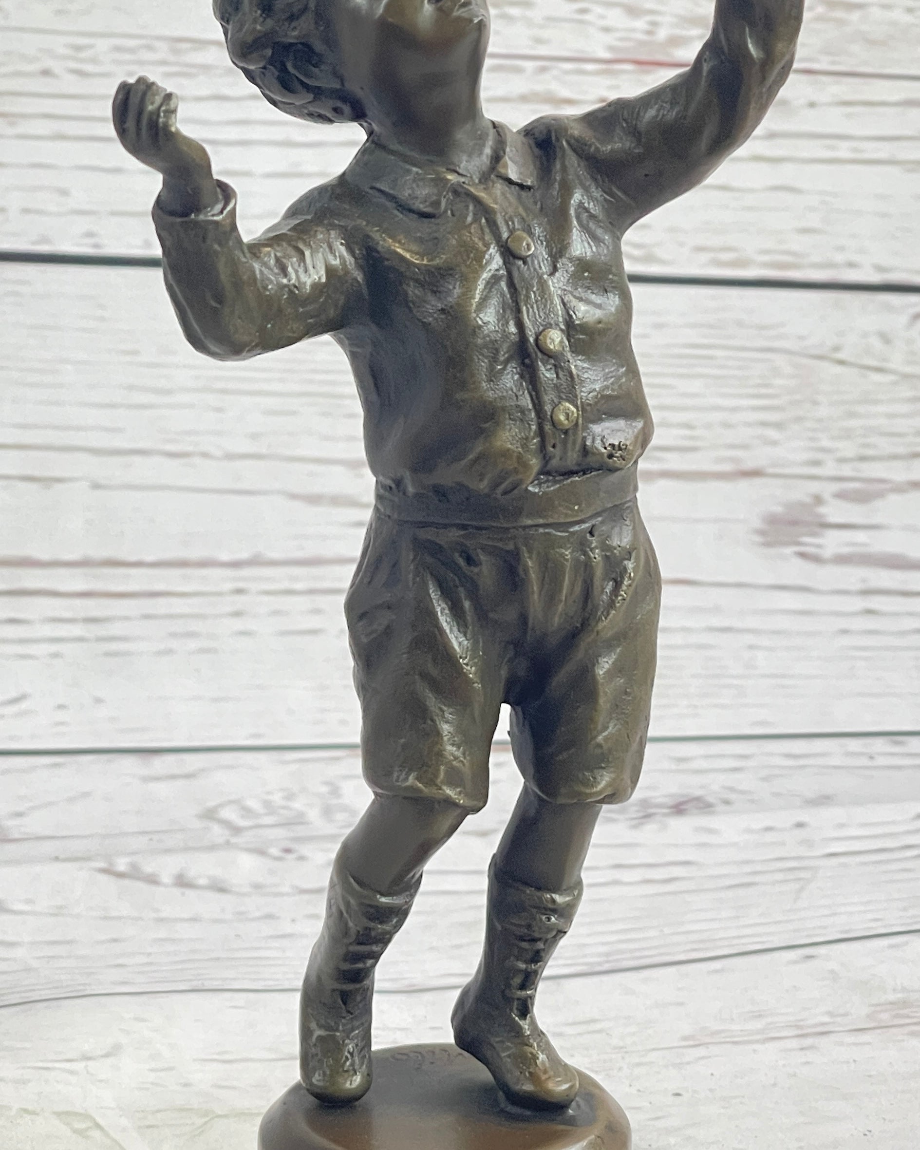 Signed Original Milo Boy Fishing With Duck Bronze Sculpture Statue