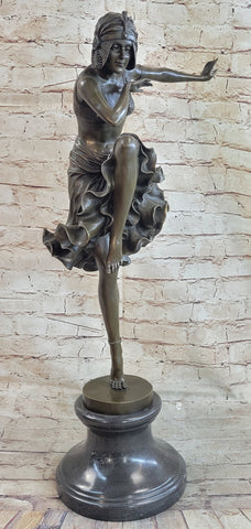 Chiparus Art Deco Bronze Female Dancer Figure Statue Sculpture 27" x 10.5"
