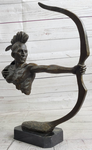 Native American Indian Mohawk Archer Bow Bronze Sculpture Statue Figure 17"