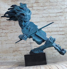 abstract bronze violinist bust