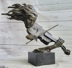 abstract bronze violinist bust