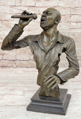 bronze bust sculpture of an African American jazz singer