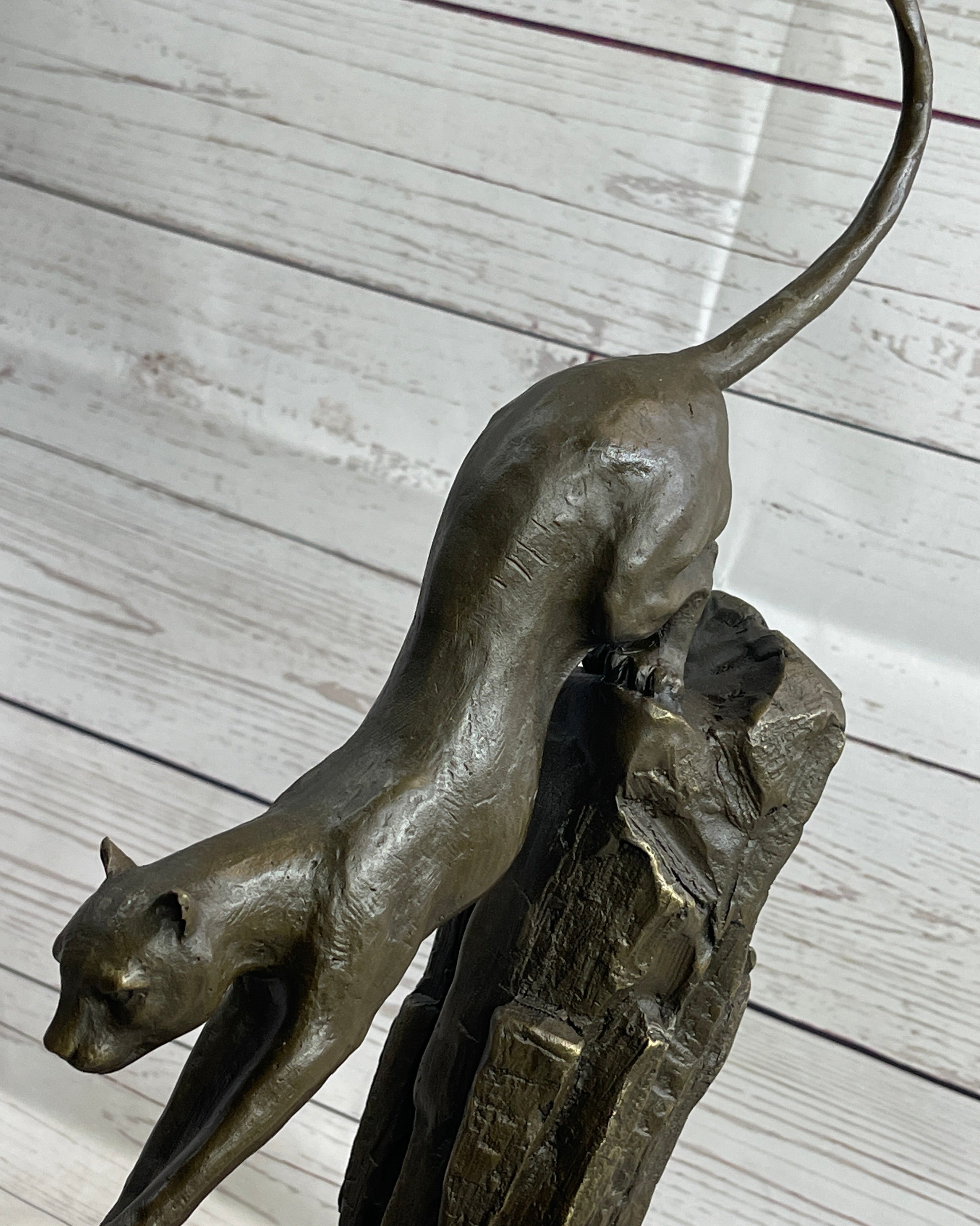 Stretching Cheetah Big Cat Bronze Figurine Figure Sculpture Signed Original  5 x 10