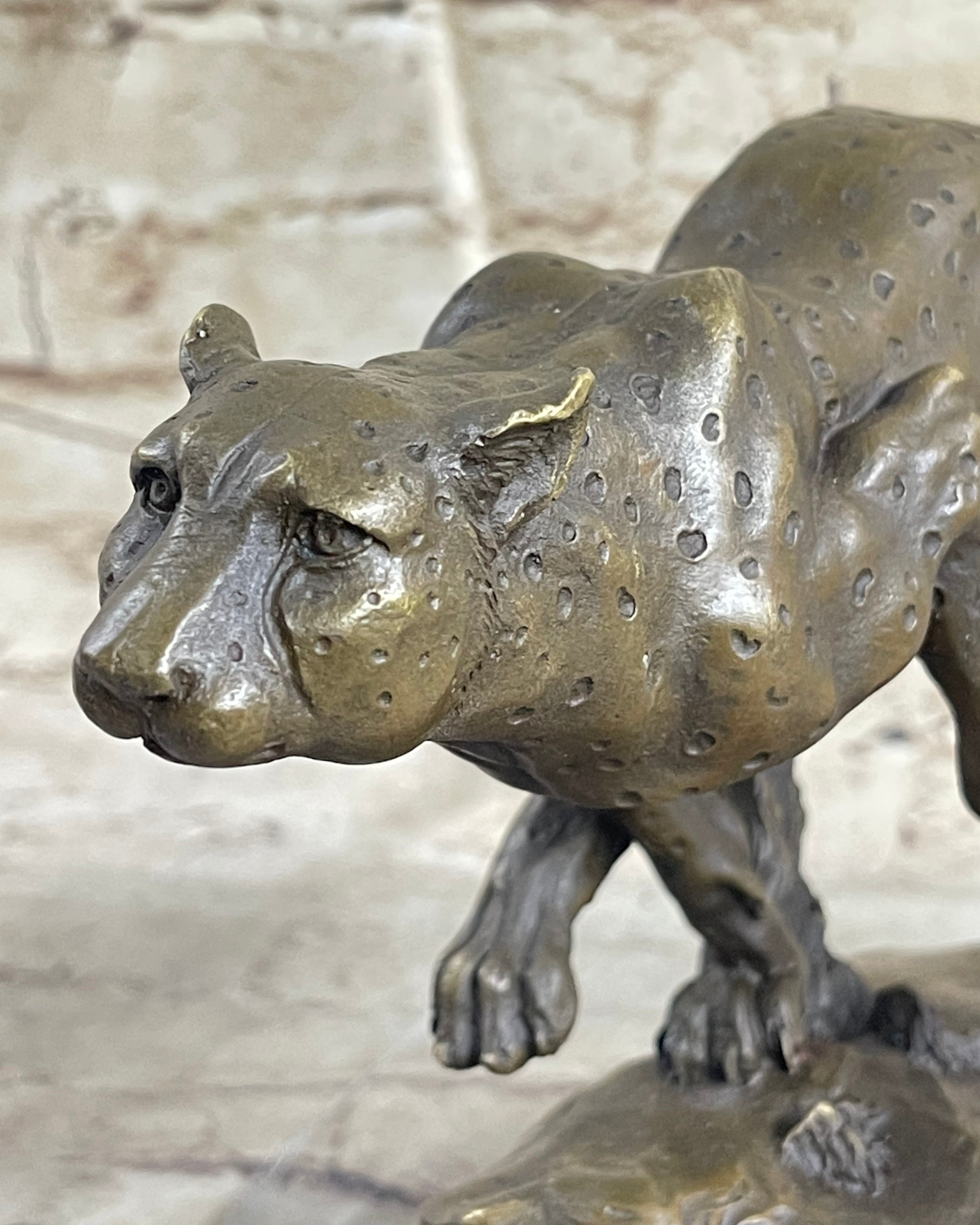 Extra Large Signed Original Miguel Lopez Cheetah Leopard Bronze Sculpture  Statue – Bronzhaus