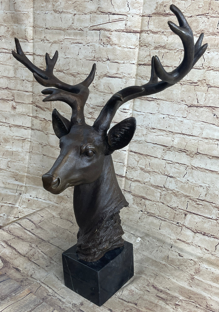 Bronze Sculpture Deer Fawn Stag Buck Family Decor Statue Figurine