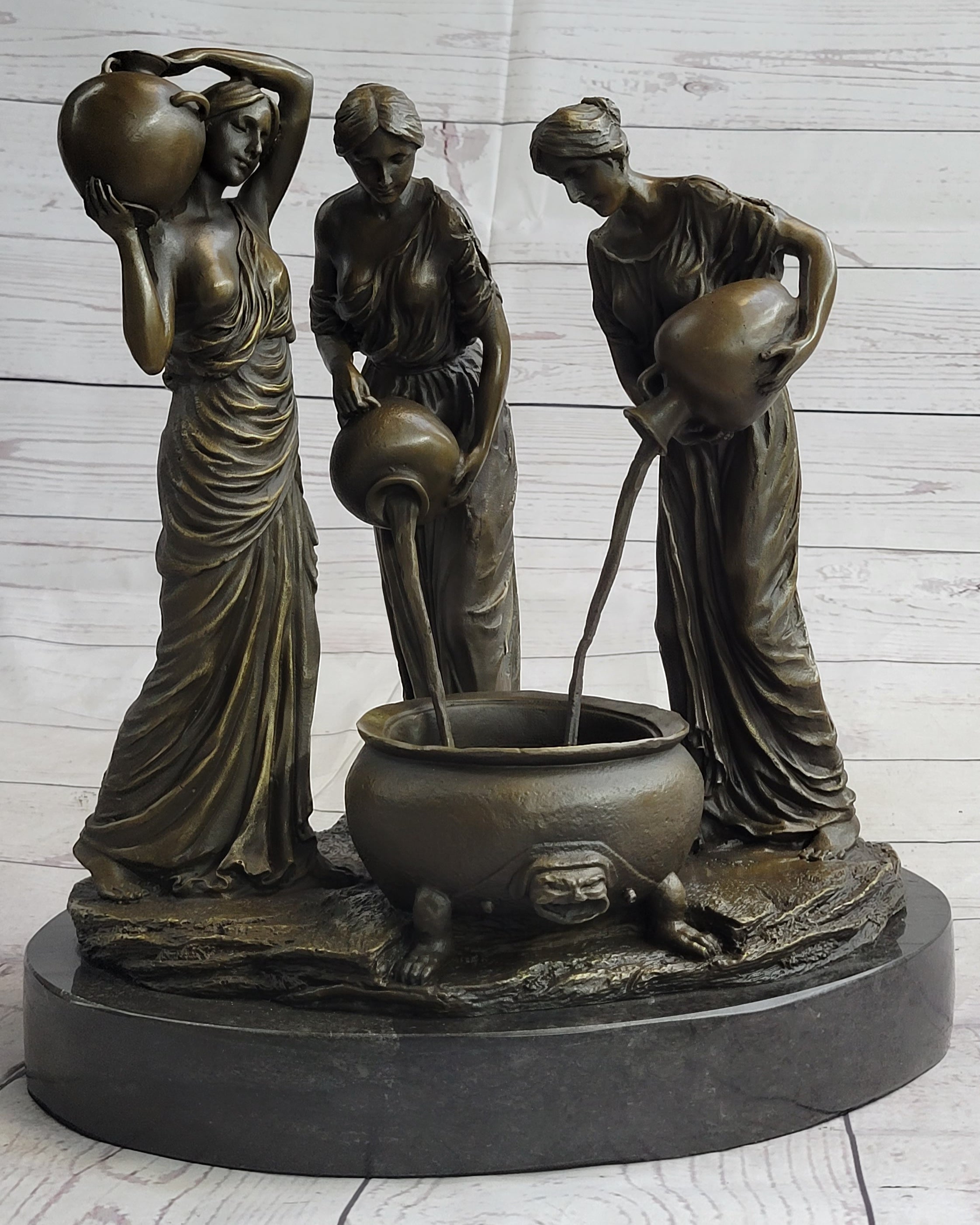 Timeless Beauty: Handmade Bronze Sculpture of a Maiden and Water Jug