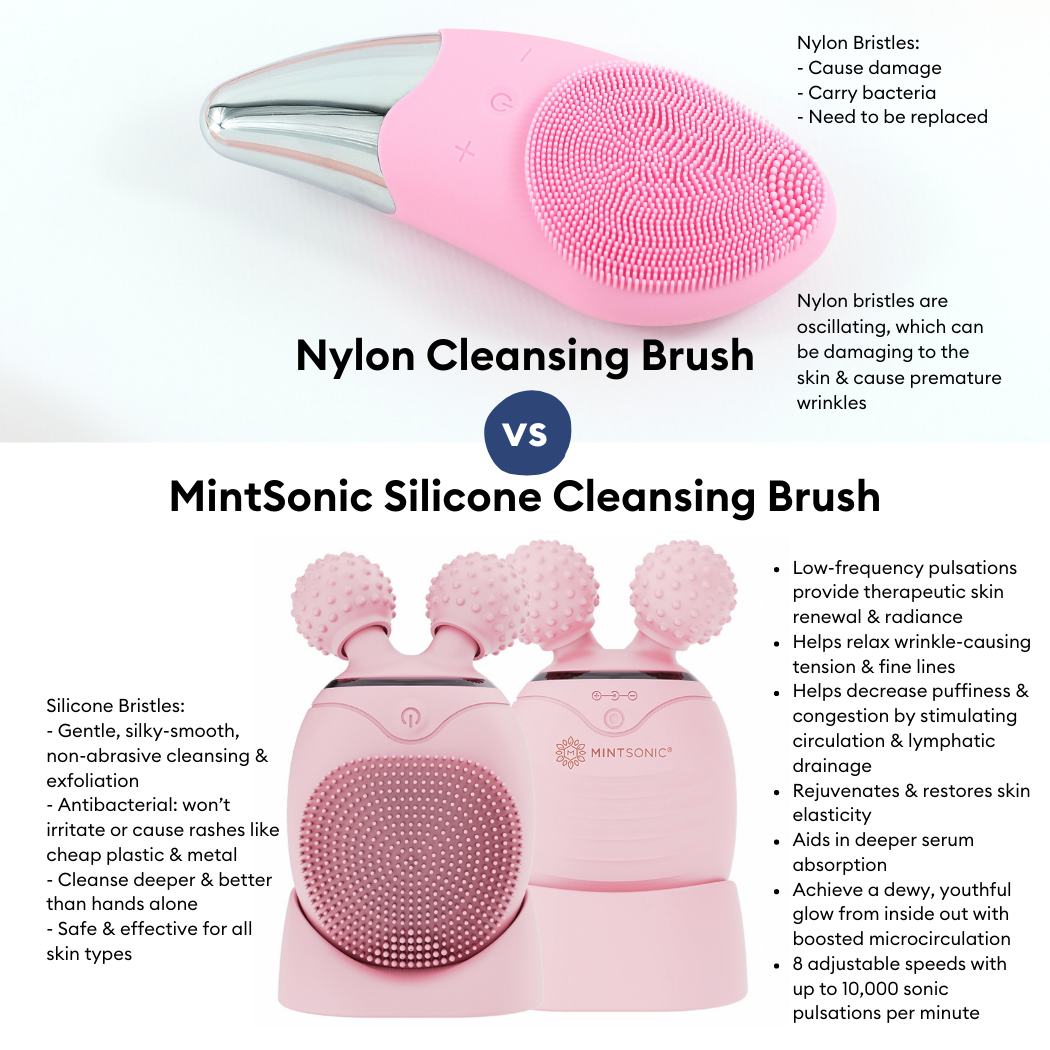 Nylon vs silicone cleansing brush sonic cleansing