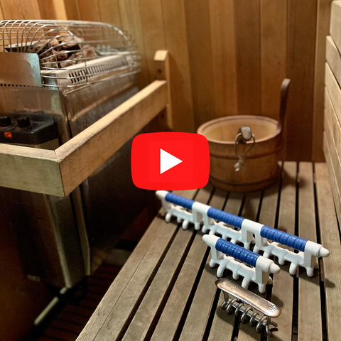 koa massage tools in the sauna