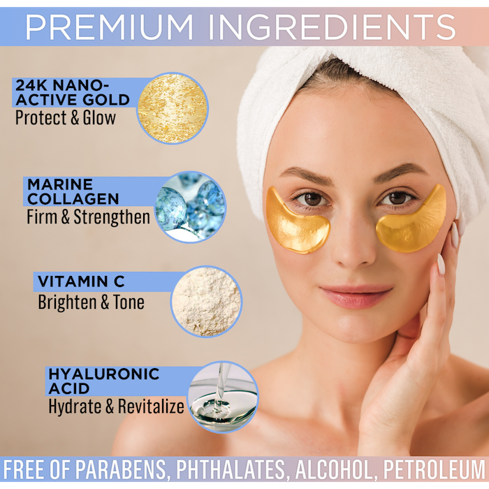 Anti-Aging 24K Nano-Gold Marine Collagen Eye Masks