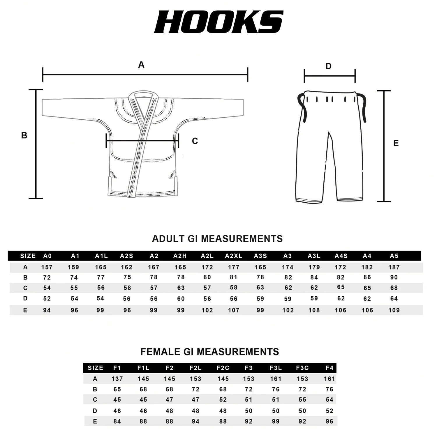 Hooks Kids Size Chart