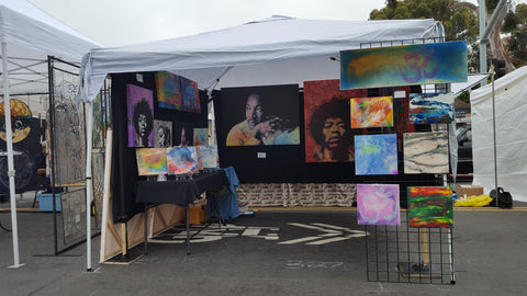 Outdoors art display with tent - farmers markets and events art