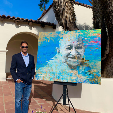Gandhi mohatma glitch digital painting original art brandon jameson