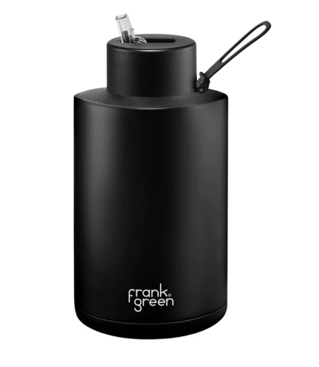 frank green Ceramic Reusable Bottle with Straw Lid, 34oz/1L Capacity  (Deep