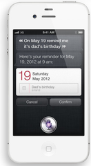 Picture of an iPhone 4s with Siri 