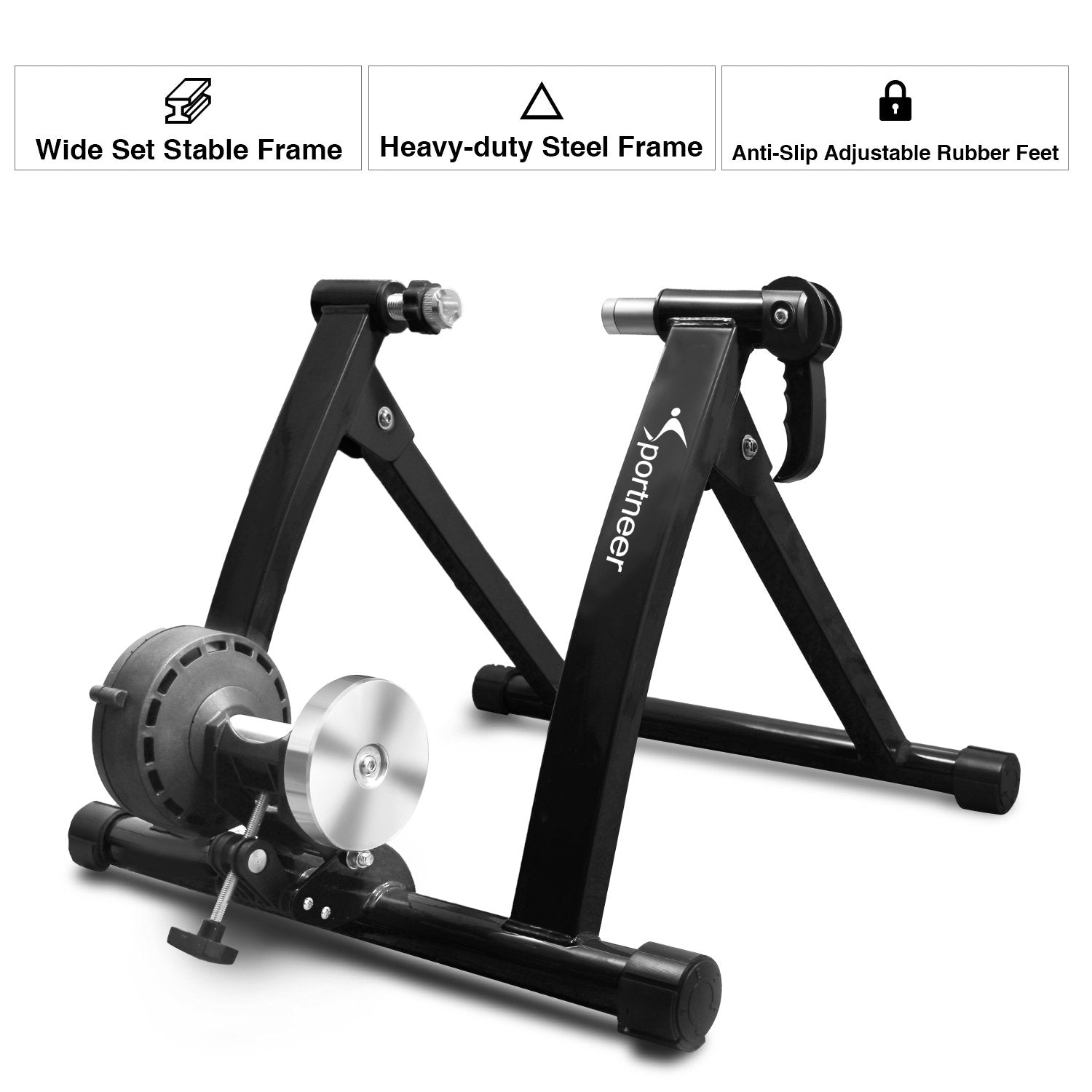 sportneer bike trainer stand steel bicycle exercise magnetic stand with noise reduction wheel