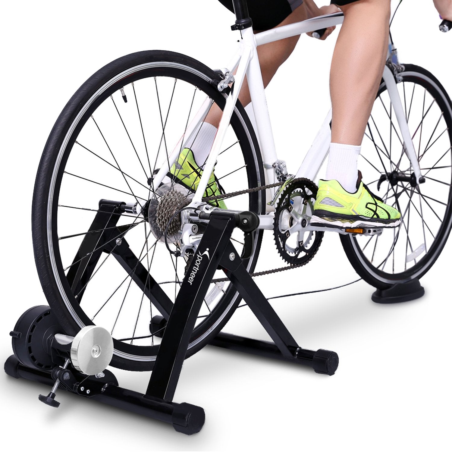 sportneer bike trainer stand steel bicycle exercise magnetic stand with noise reduction wheel