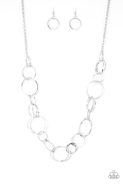 modern medalist silver necklace paparazzi