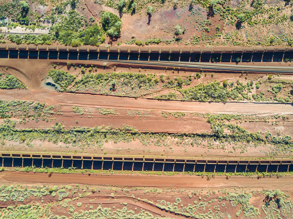 two iron ore trains