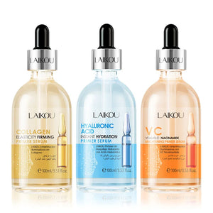 100ml LAIKOU Vitamin C Hyaluronic Acid Collagen Face Primer Serum Facial Firming Brightening Moisturizing Face Essence Skin Care - Lotus Prayer