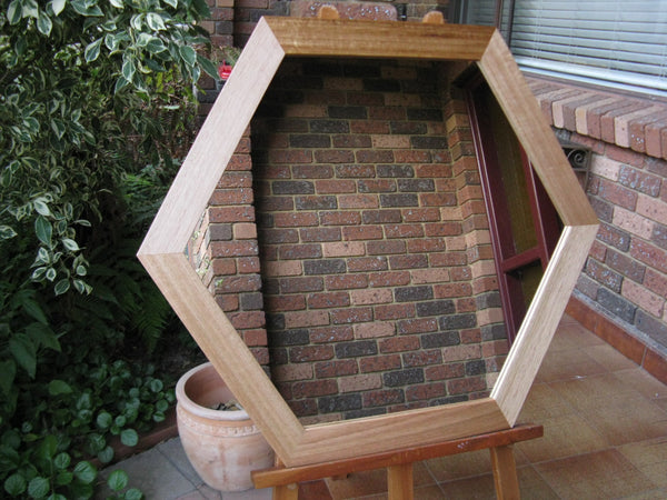 Solid Tas Oak Wood Hexagon Shape Wall Mirror Image 
