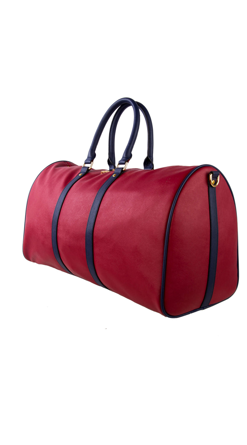 SOJOURNE LUGGAGE | Weekender Duffle Bag - Burgundy Red / Navy