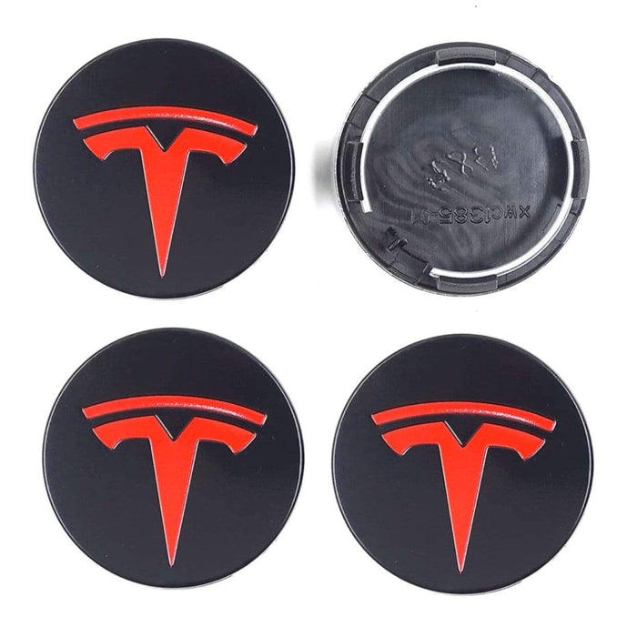 4pcs 58mm (54mm) Tesla Logo Wheel Center Caps Multi-Colored | Natalex Auto