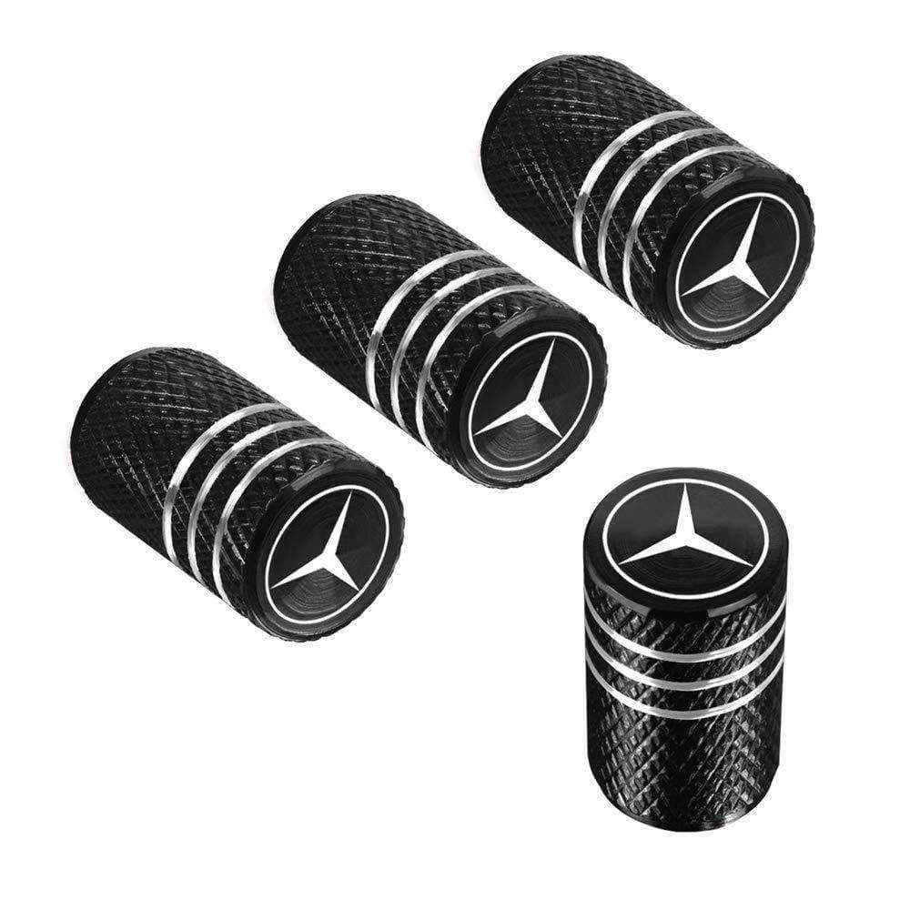 4x Caps For Car Tire Valve Stem Air Mercedes Benz Black Aluminum