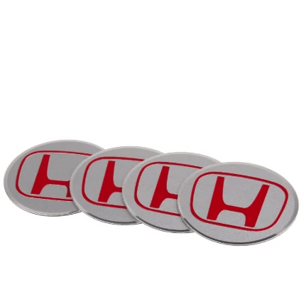 4pcs 56 5mm Honda Logo Wheel Hub Stickers Silver And Red Natalex Auto