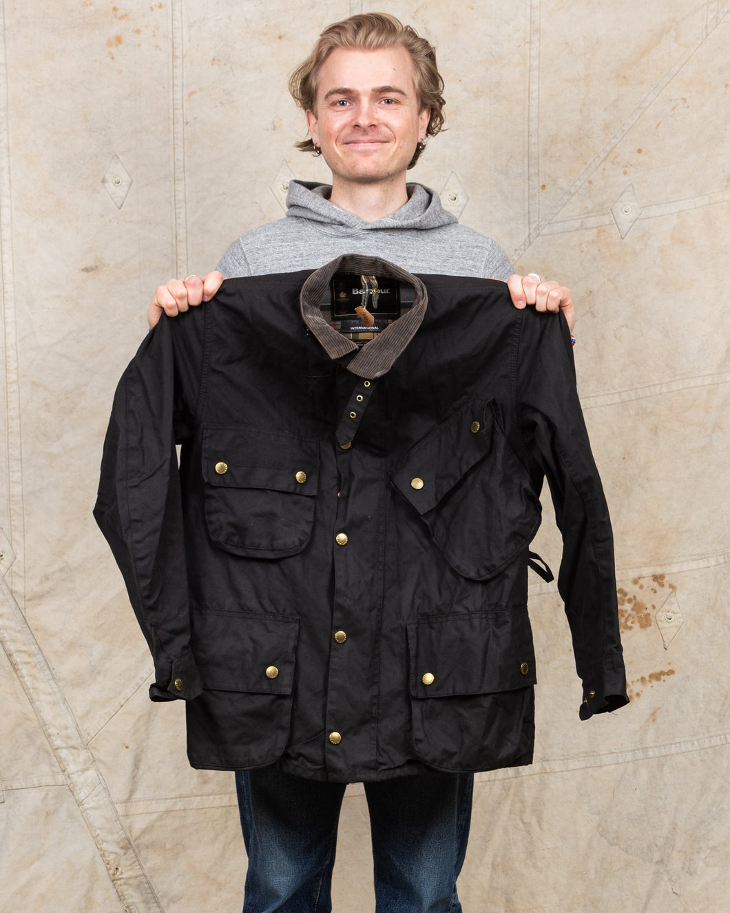 Second Hand Barbour International Black Jacket Size 38 cm