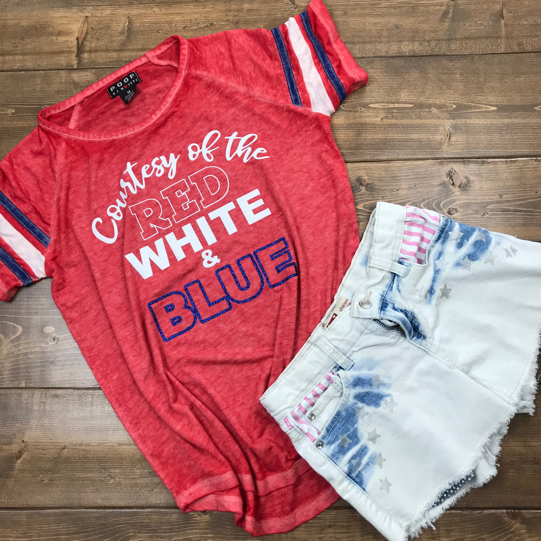 girls red white and blue shirt