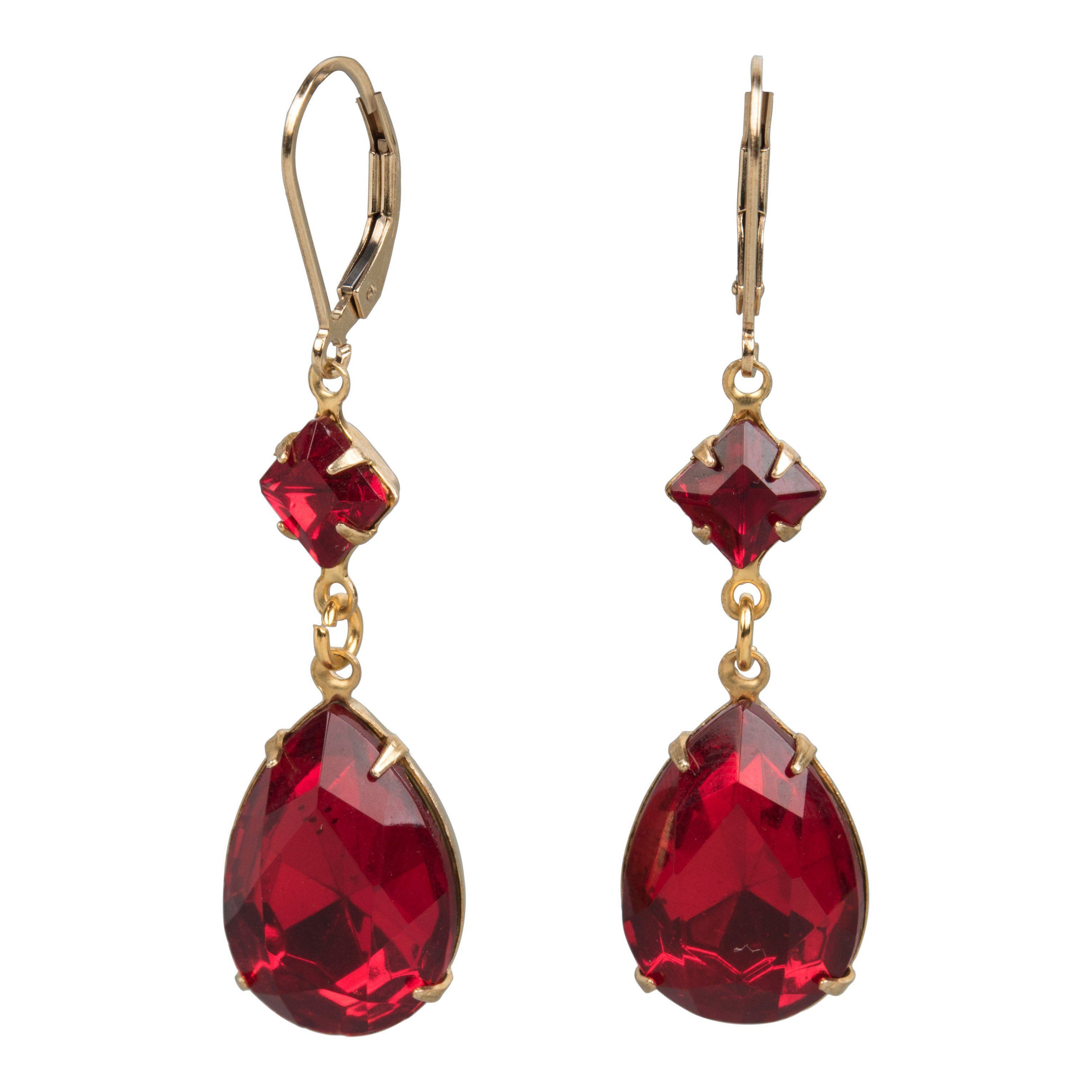 Garnet-Colored Crystal Earrings – The Shops at Mount Vernon