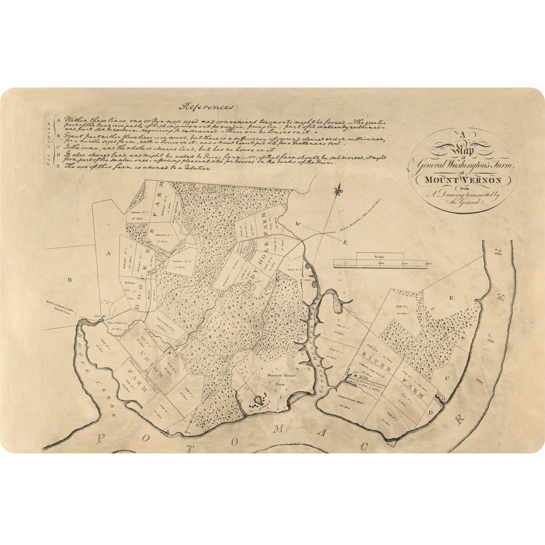 George Washington's Five Farms Set of Two Placemats