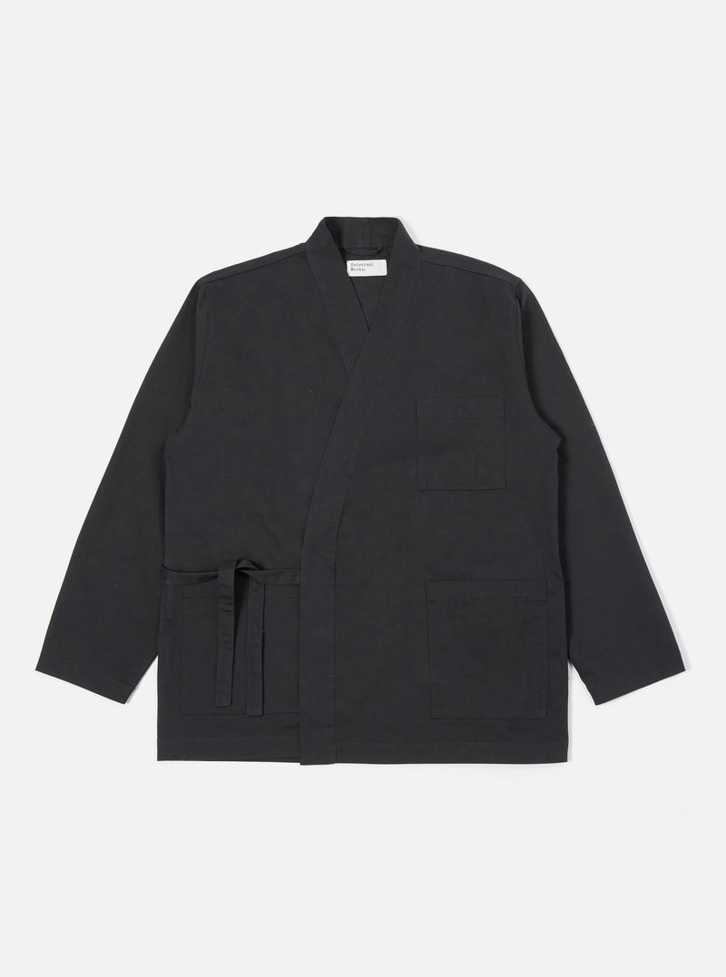 Universal Works Five Pocket Jacket in Black Winter Twill