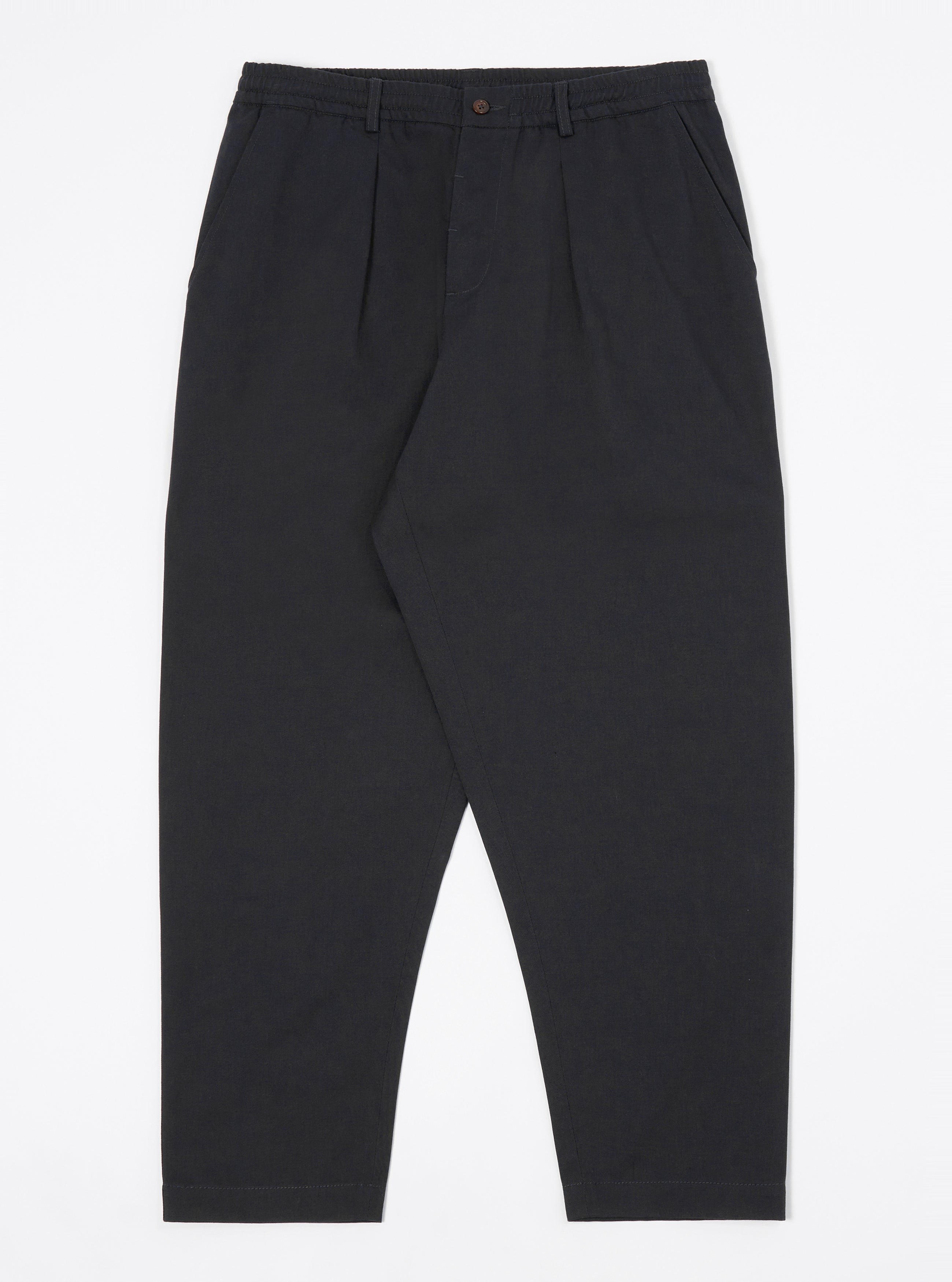 Universal Works Pleated Track Pant in Black Twill - Universal Works product image