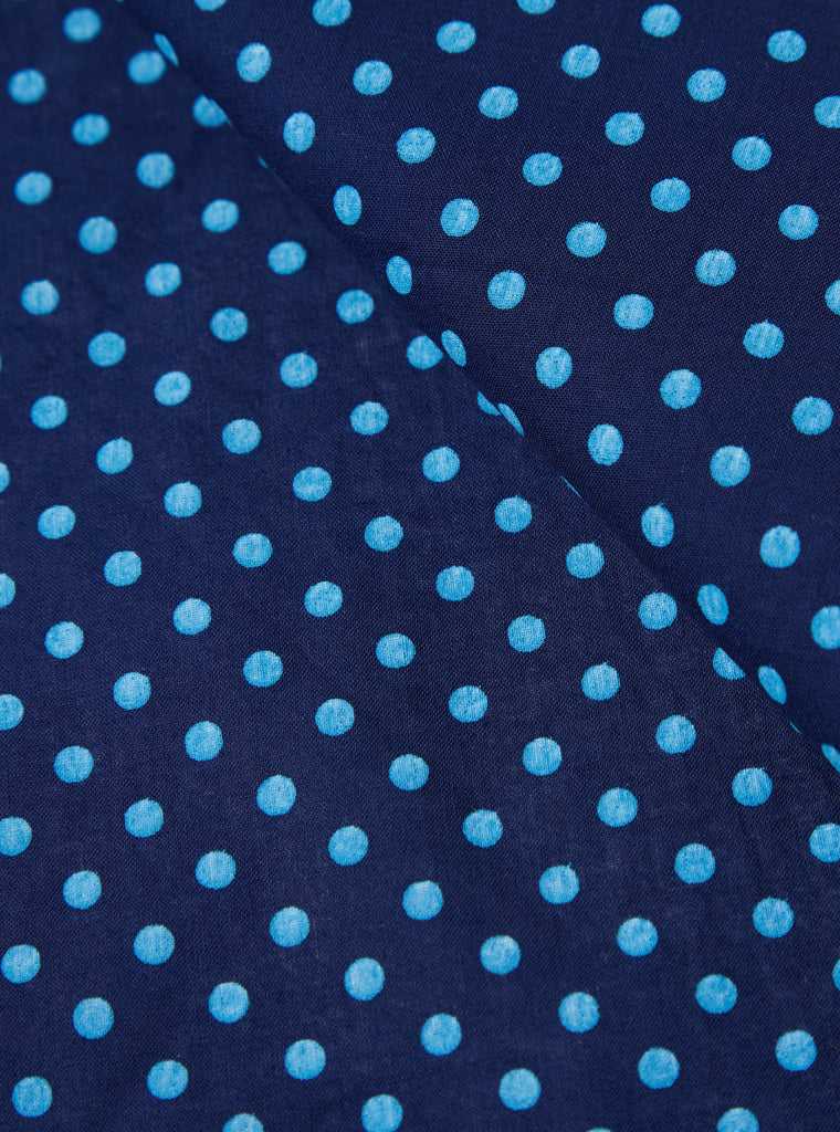Universal Works Pocket Square in Navy/Blue Classic Dot