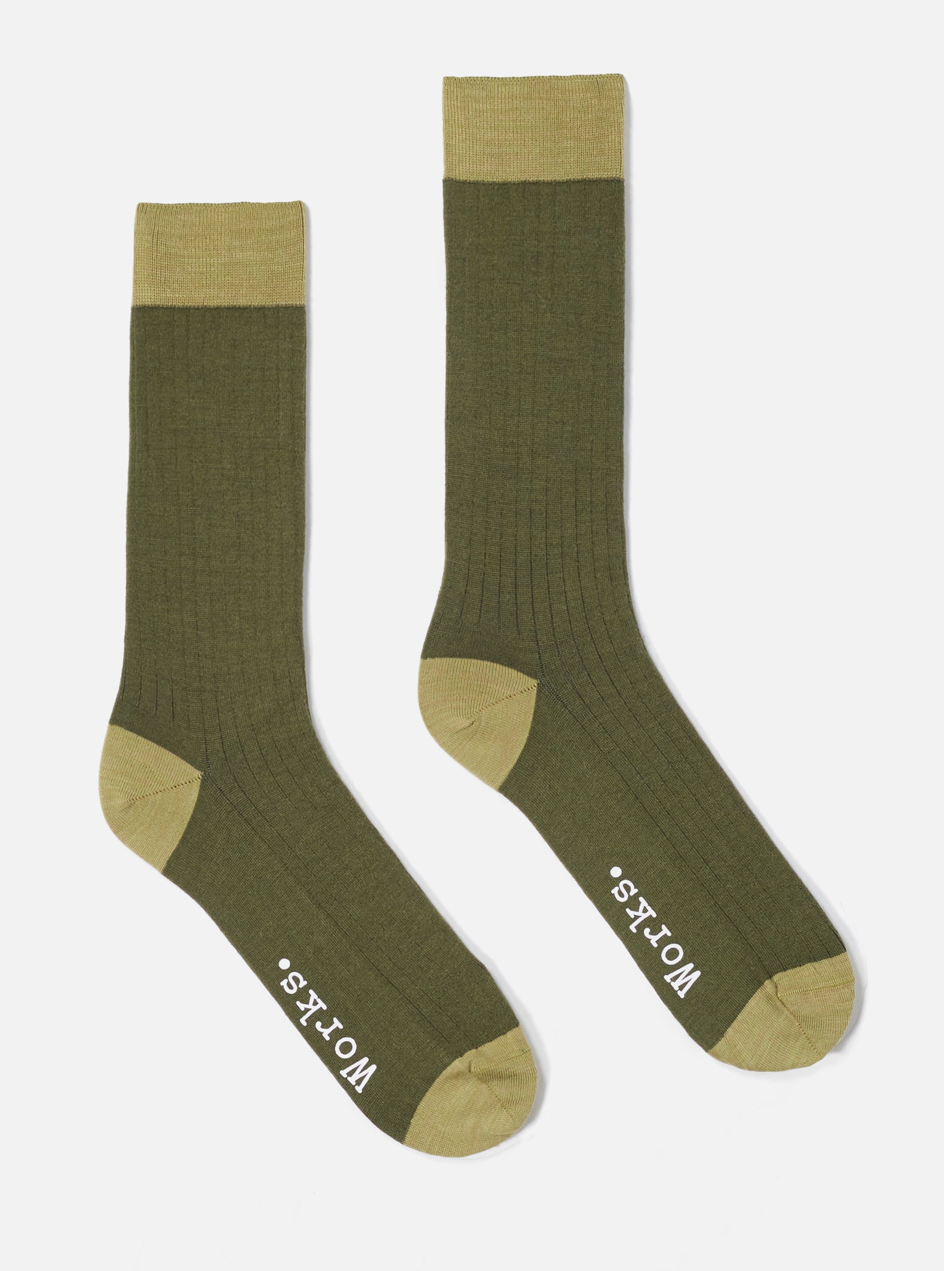 Universal Works Merino Classic Sock in Olive Merino