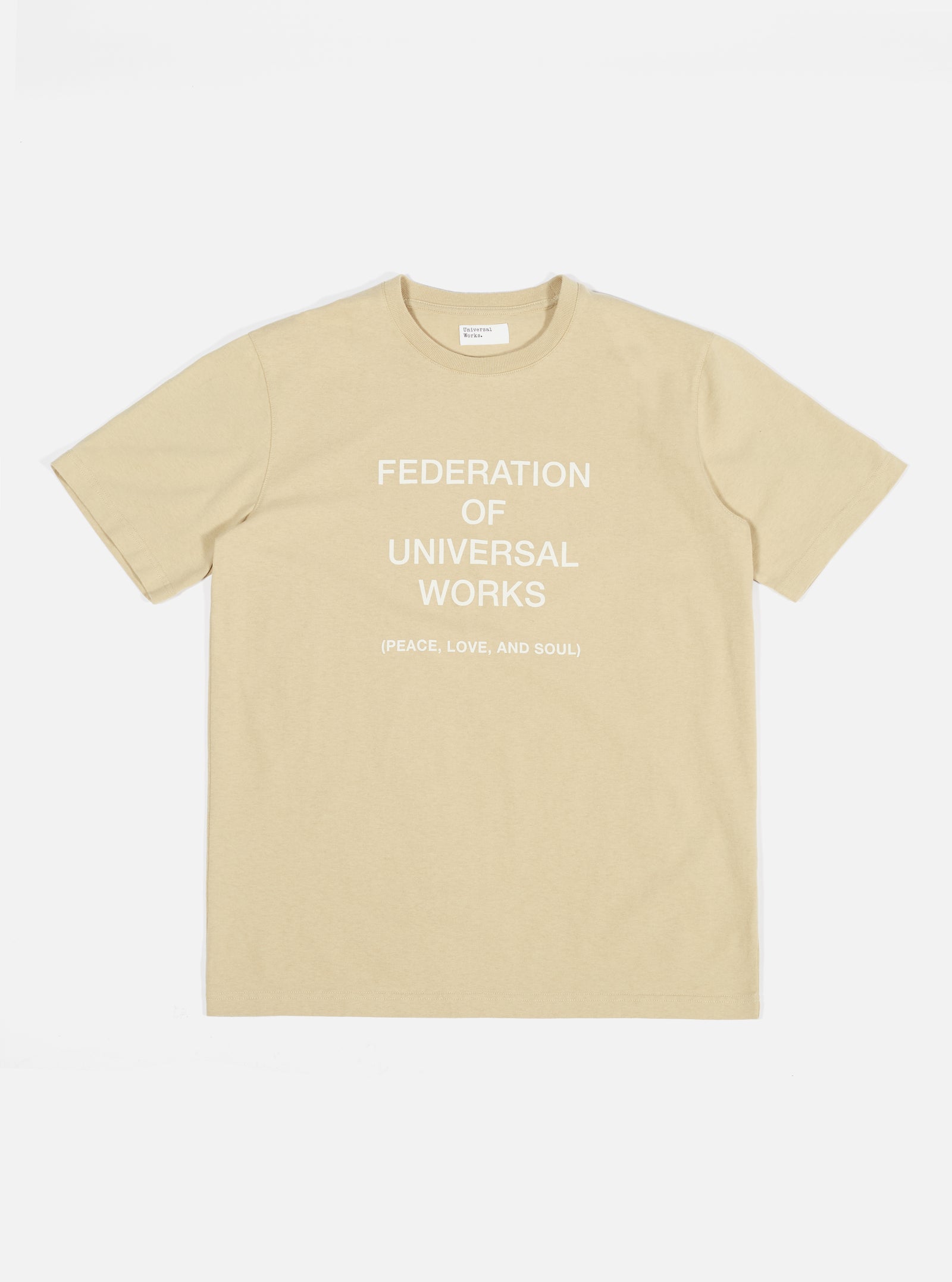 Universal Works Federation Tee in Stone Organic Jersey