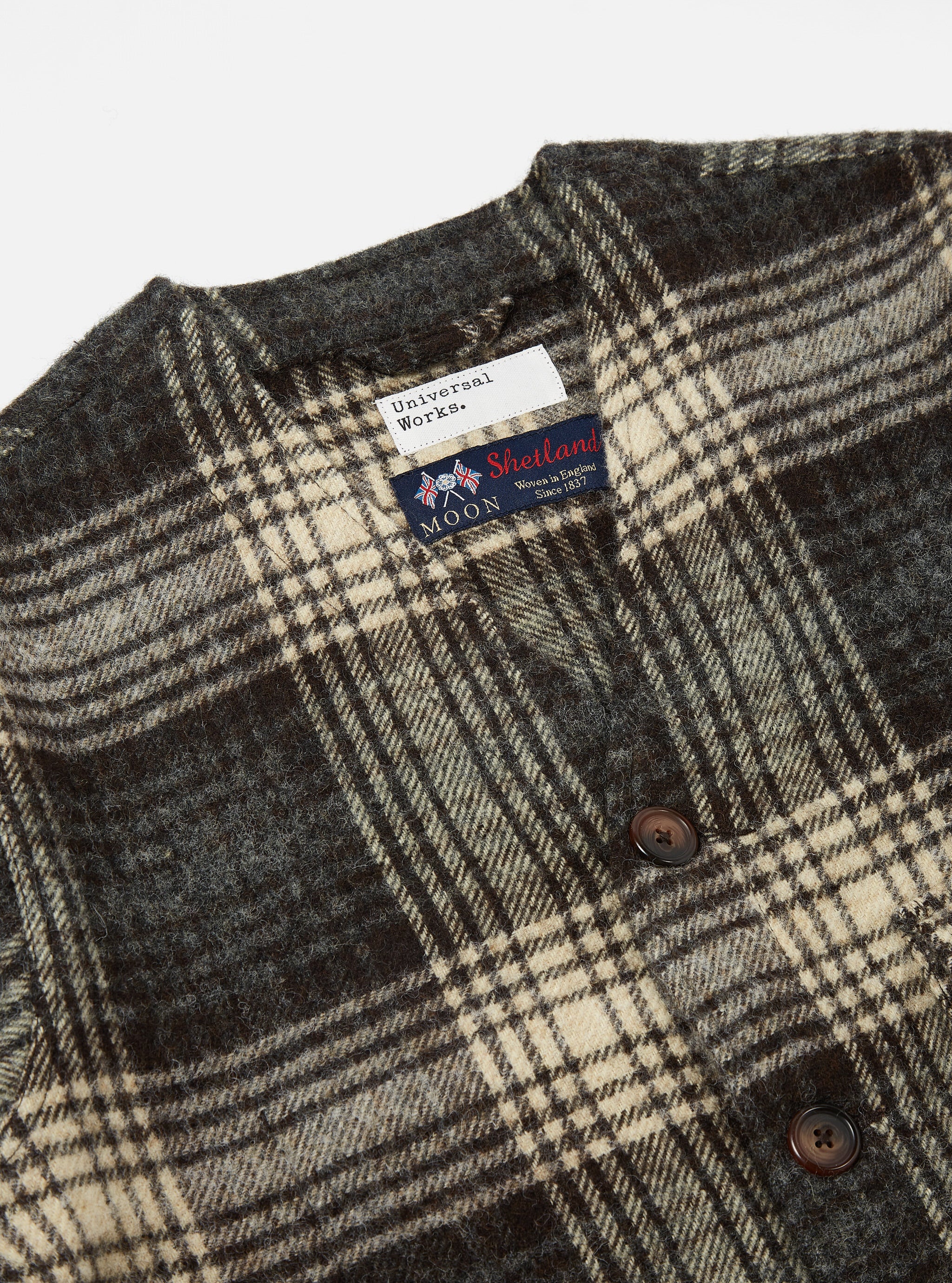 ユニバーサルワークス メンズ ジャケット・ブルゾン アウター Universal Works Check Wool Cabin Jacket  Brown