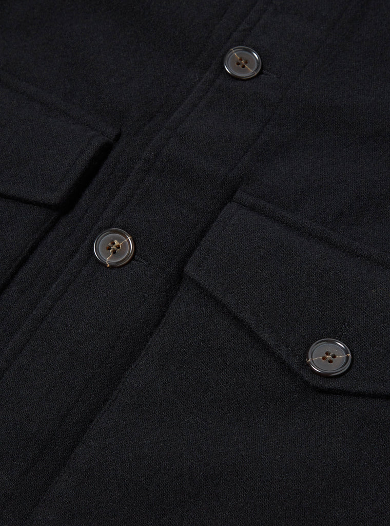 Universal Works Watchman II Jacket in Black Recycled Soft Wool